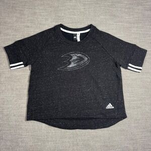 Adidas NHL Anaheim Ducks Cropped Short Sleeve Sweatshirt Tshirt Medium